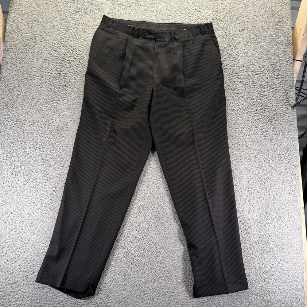 Calvin Klein Pant Mens 38x32 Black Dress Straight Business Preppy Formal Career